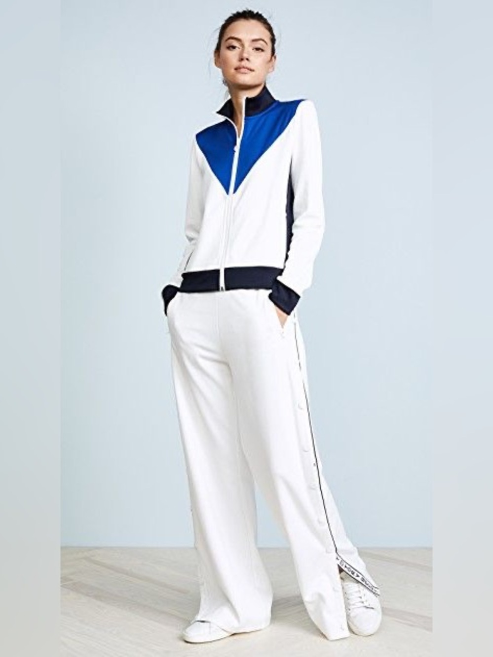 Tory Burch White & Royal Blue Women's Track Jacket NWOT